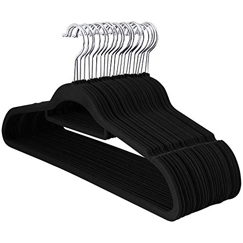 Yahee 100 unidades Perchas Traje de Terciopelo Antideslizante Percha (Negro)