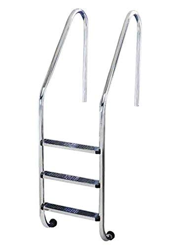 YMBERSA Escalera Piscina estándar 3 Peldaños Antideslizantes. Acero Inoxidable AISI 304 con Anclajes con Toma de Tierra. Regalo Limpiador de Acero YMBERSA Escalera Piscina estándar 3 Peldaños Antideslizantes. Acero Inoxidable AISI 304 con Anclajes con Toma de Tierra. Regalo Limpiador de Acero