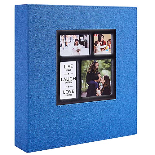 Ywlake Álbum de fotos de tela de 4 x 6, 500 bolsillos, capacidad extra grande, para fotos familiares, bodas, para 500 fotos horizontales y verticales, color azul