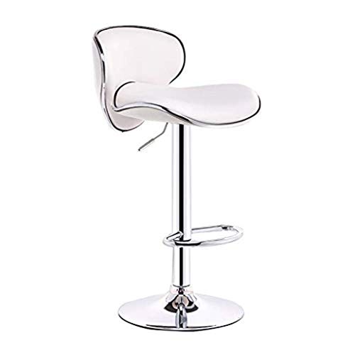 ZfgG Leather Bar Stool Silla de la Cocina Blanco con el Material de elevación del Respaldo Giratorio de Gas Barstools hidráulico Ajustable Cromo Pulido Base Salón de Ordenador Sillas de Comedor