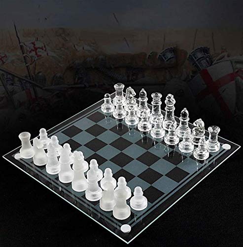 ZRSH Juego de Ajedrez Regalo K9 Glass Chess Juego de Ajedrez Elegante de Lujo Embalaje de Lucha Mediana Juego de Ajedrez Internacional Juego de Ajedrez de Tablero de Vidrio,35 * 35cm