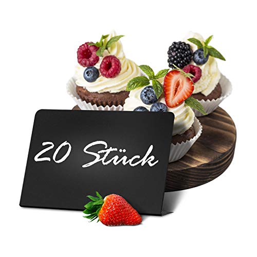 20 Pack Rustic Mini Chalkboard Signs - 76x101mm For Liquid Chalk Markers And Chalk - Small Plastic Message Board Signs - Table Numbers - Food Labels For Party - Small Chalkboard
