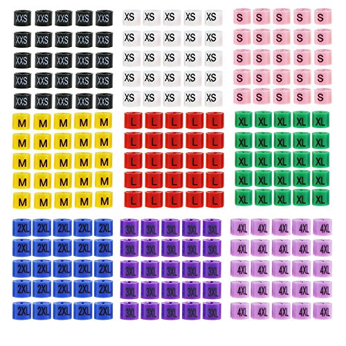 225 Piezas Percha mixta Perchas de tamaño Etiquetas de marcador Divisores de código de color 9 Tamaños XXS, XS, S, M, L, XL, 2XL, 3XL, 4XLSet (XXS - 4XL) para 2-4mm Diámetro de gancho de suspensión