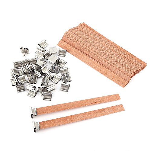40 pcs / lote cera de mecha de vela de madera para manualidades hechas a mano (13 × 130 mm)