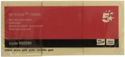 5 Star XA004808052 - Pack de 12 notas despegables, 38 x 51 mm, amarillo