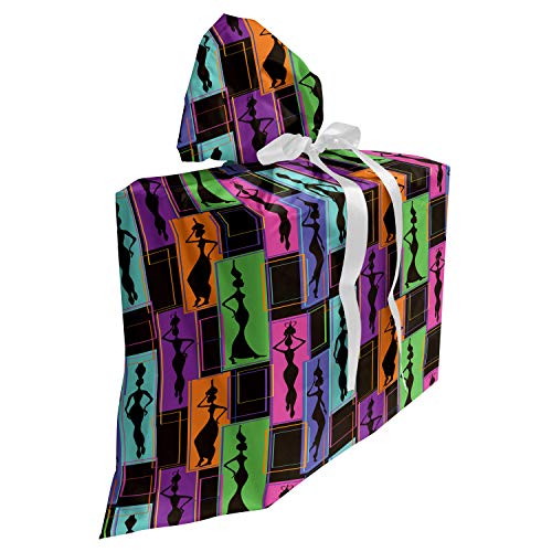 ABAKUHAUS africano Bolsa de Regalo para Baby Shower, Floreros en Jefes, Tela Estampada con 3 Moños Reutilizable, 70 cm x 80 cm, Multicolor