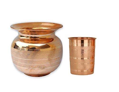 ABN Fashion Vaso de cobre puro Lota Prayer Kalash Temple Pooja Item Ayurvedic Benefit