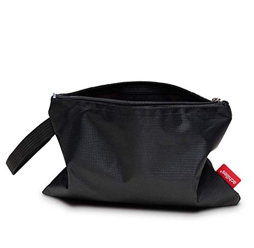 achilles Bolso de cosméticos con Correa Estuche de Maquillaje Bolso de Cultura Organizador de Almacenamiento Bolso de Mano insertado con Cremallera Estuche de lápiz Dentro de los Bolsos Negro 25x17cm