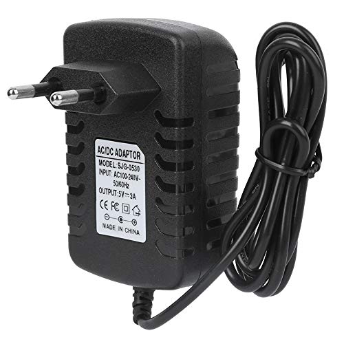 Adaptador de corriente Plástico Negro 5V 3A Tipo-C Cargador + Luz indicadora Enchufe de la UE Adaptadores universales de CA/CC de 100-240 V Cable de alimentación