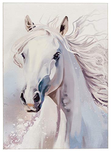 Alfombra de diseño Moderno con diseño de Caballos y Equine Art – Mimbre e Isabell, Cabeza de Moho, 160 x 230 cm