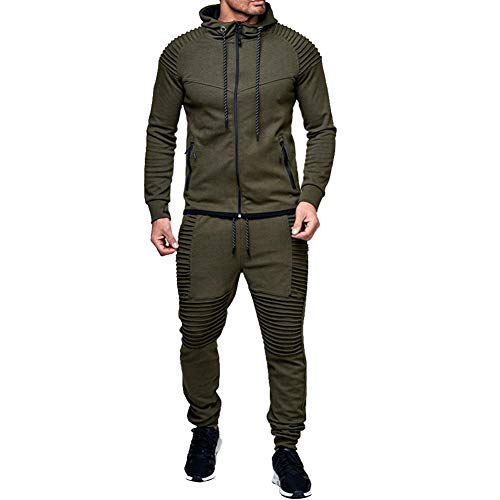 amropi Conjunto de Chándal para Hombre Chandal de Jogging Sudadera con Capucha y Pantalones XL,Verde