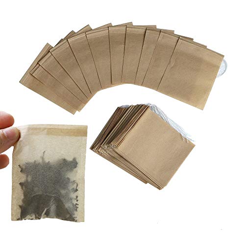 anaoo 400pcs Bolsas de Té Desechables Bolsitas Té de Papel Filtros para el Té de Hojas Bolsas para infusione con Cierre de cordón, Material Total Seguro y Resistente, 9 * 7 cm Color Madera