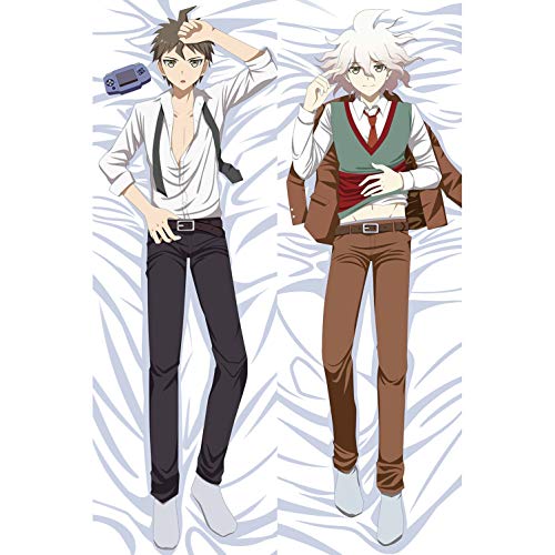 Animación funda de almohada, Danganronpa-Nagito Komaeda, piel de melocotón 2VÍAS material, impresión a doble cara decorativo almohada, cierre de cremallera, favorito de los amantes de Otaku y animació