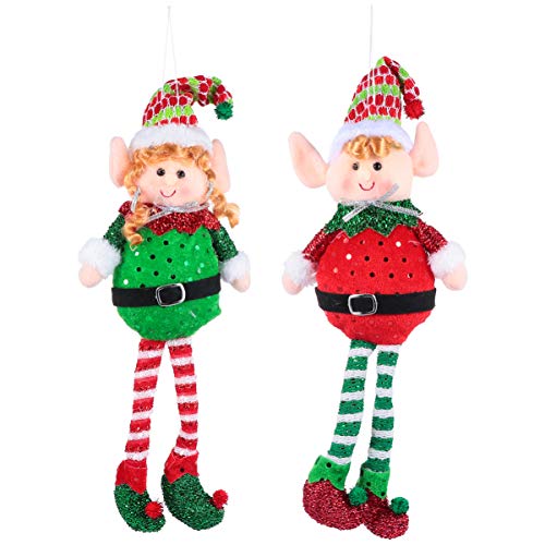 Artibetter 2 Piezas Adornos de Felpa de Navidad Muñecos de Elfos de Peluche Decoración del Árbol de Navidad Adorno Colgante Medias Embutidoras para La Decoración de La Fiesta de Navidad