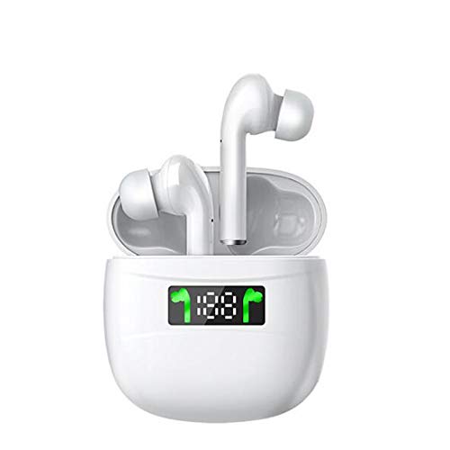 Auriculares inalámbricos Bluetooth,Auriculares Bluetooth 5.2 con micrófonos HD, Auriculares Impermeables IPX5 con Estuche de Carga rápida USB-C, Sonido Estéreo, Control táctil Inteligente (Blanco)