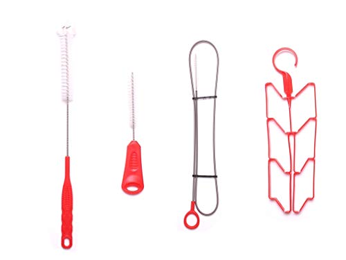 AXEN Kit de accesorios para la vejiga de agua de hidratación, 10 en 1, incluye herramientas de limpieza y válvulas de mordida, reemplazos, rojo