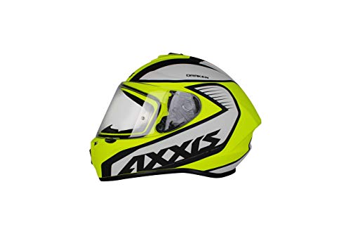 AXXIS Casco Moto Integral FF112 DRAKEN Mets B0 Blanco Perla/Amarillo Fluor Mate Talla L (59-60 cms) Homologado