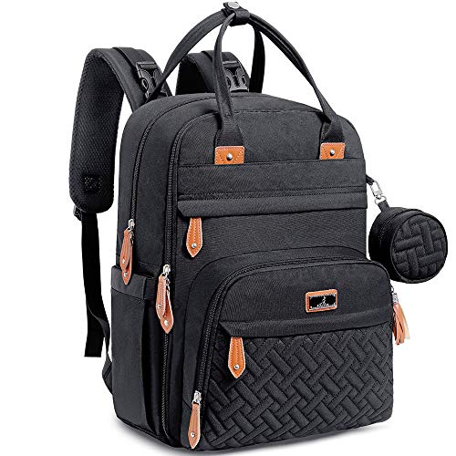 BabbleRoo Mochilas de Pañales para Bebé, Gran Capacidad Mochila de Cambio Bolsa para Pañales con Cambiador y Porta Chupones para Mamá y Papá (negro)