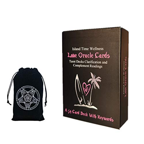 Baraja de Tarot de Island Love Oracle Cards Wellness Time en inglés con palabras clave Clarificación Adivinación Juego de pronóstico del destino （Bolsa de terciopelo）