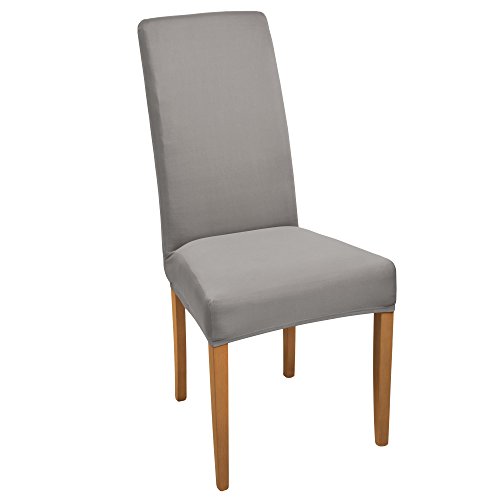 Beautissu Funda de sillas MIA - 35x50 cm Funda elástica de algodón - Bi-elástica - ÖKO-Tex - Antracita