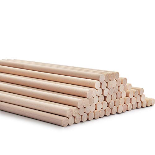 Belle Vous Varillas de Madera (Pack de 100) - Palos Madera Natural 18cmx9,5mm Palos Polo Redondos Manualidades para Arte y Bricolaje - Decoraciones para Proyectos de Niños Bodas y Fiestas