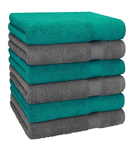 Betz 6 Toallas Premium 100% algodón tamaño 50x100cm Verde Esmeralda y Antracita Betz 6 Toallas Premium 100% algodón tamaño 50x100cm Verde Esmeralda y Antracita