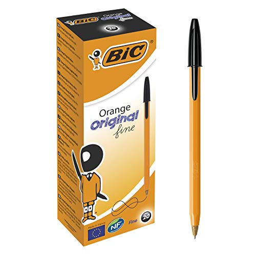 BIC 8099231 - Paquete de 20 bolígrafos de tinta negra, naranja BIC 8099231 - Paquete de 20 bolígrafos de tinta negra, naranja