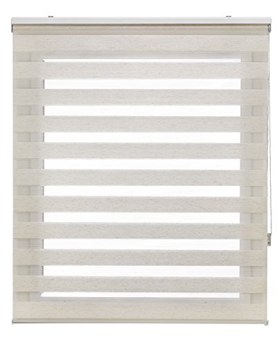 Blindecor LIRA - Estor enrollable de doble capa Noche y Día, Beige (Lino), 130 x 180 cm