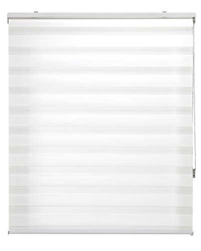 Blindecor LIRA - Estor enrollable de doble capa Noche y Día, Blanco Roto, 130 x 180 cm