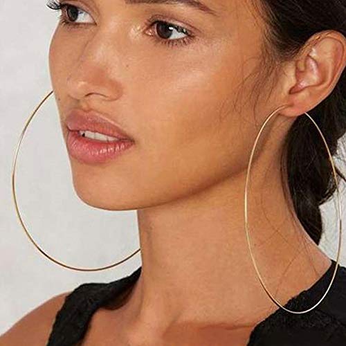 Bluesteer Exaggerated 12cm Super Big Hoop Earrings Smooth Large Circle Earrings for Women Statement Jewelry,Silver 11cm