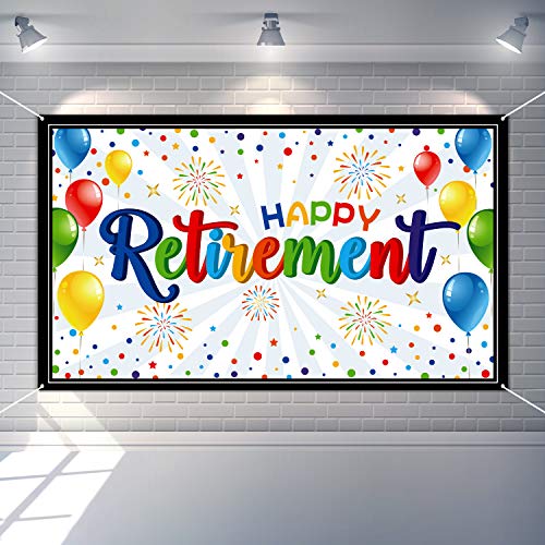 Blulu Decoraciones de Fiesta de Happy Retirement Telón de Fondo de Fotos Bandera de Jubilación Colorido Gigantepara Suministros de Fiesta de Tema Jubilación