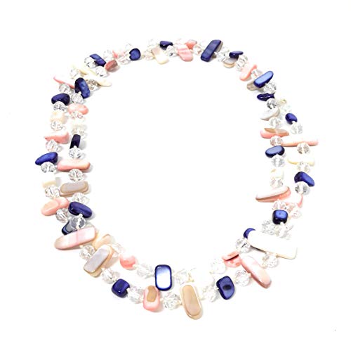 BRANDELIA Collares Largos de Colores Mujer Bisutería de Nácar y Perlas de Cristal, Marítimo