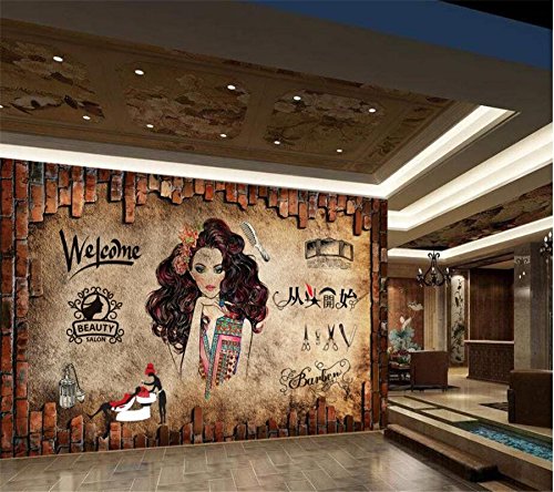 BZDHWWH Aduana 3D Papel Tapiz Murales Nostalgia Maquillaje Vintage Salón De Belleza Salón De Peluquería Fondo Barbería Papel De Pared,190Cm (H) X 285Cm (W)