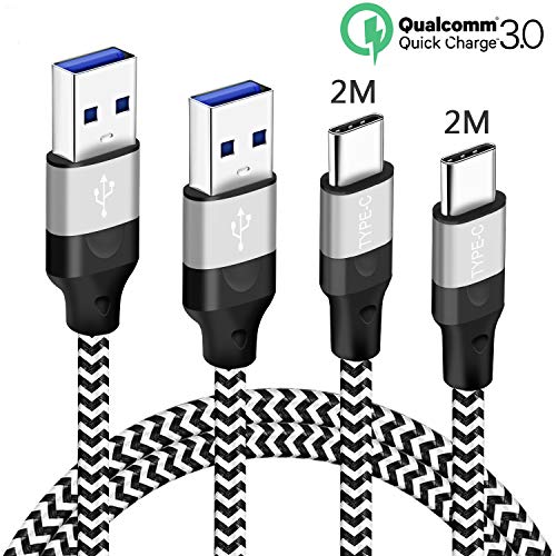 Cable USB Tipo C 2M 2M para Samsung A50 A51 A71 A21S A41 M21 M31 M11 M51 A20E S10 S10E S20 S21 Plus Ultra FE S8 S9,A80 A90 5G A30S,Note 10 8 9 A31,Huawei P20 P30 P40 Lite Pro,3A Cargador Carga Rápida