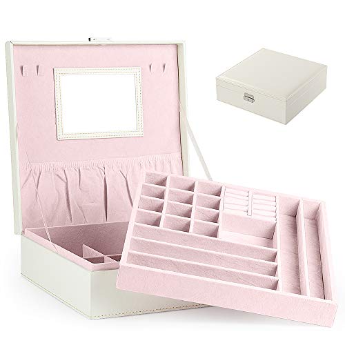 Caja Joyero con Espejo Caja para Joyas joyero Caja de Joyas Organizador de Joyas, Caja de Relojes (Blanco) Caja Joyero con Espejo Caja para Joyas joyero Caja de Joyas Organizador de Joyas, Caja de Relojes (Blanco)
