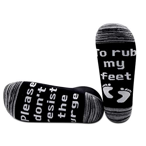 Calcetines divertidos para frotar mis pies, de PYOUL con texto en inglés "Please Don't Resist to Urge To Frote My Foots", regalo divertido