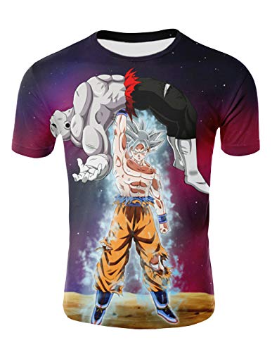 Camiseta Dragon Ball Niño Unisex 3D Impresión Hombres Camisetas y Camisas Deportivas Camisetas de Manga Corta T Shirt Fresco Dibujos Animados de Fans Streetwear Camisetas de Verano (TX-QLZ-0757, S)
