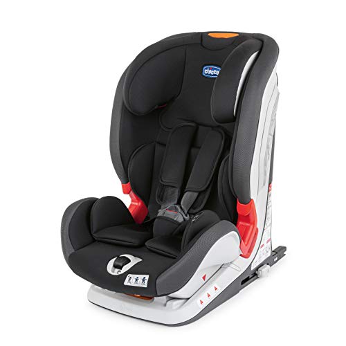 Chicco YOUniverse Fix Silla de Coche Reclinable para Bebé 9-36 kg con ISOFIX, Grupo 1 / 2 / 3 para Niños de 1 a 12 Años, Fácil de Instalar, Reposacabezas Ajustable - Negro (Jet Black)