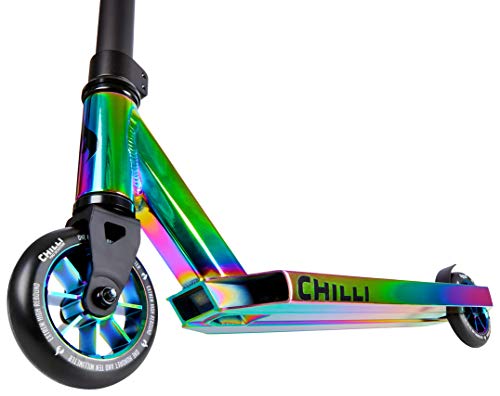 Chilli Pro Patinete de Acrobacias Altura = 82 cm Trick Tret Roller + Fantic26 Pegatinas, Rocky/Arco Iris Neochrome, 82cm