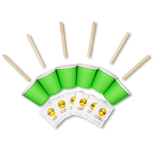 Cocobanana Kit de accesorios para café con 150 vasos desechables de cartón + 150 paletas de madera + 150 bolsitas de azúcar – Espresso Macchiato compostable ecológico biodegradable sostenible