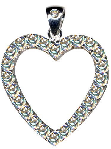 Colgante de plata de ley 925 con forma de corazón y circonitas, cristales blancos, colgante de amor, plata de ley 925, extravagante, bonito, moderno, blanco transparente