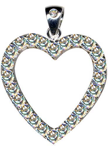 Colgante de plata de ley 925 con forma de corazón y circonitas, cristales blancos, colgante de amor, plata de ley 925, extravagante, bonito, moderno, blanco transparente Colgante de plata de ley 925 con forma de corazón y circonitas, cristales blancos, colgante de amor, plata de ley 925, extravagante, bonito, moderno, blanco transparente