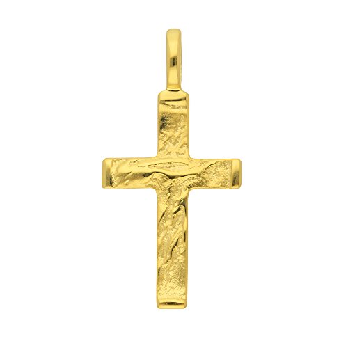 Colgante en forma de cruz, de oro de 14 quilates (585);de 12,5 mm de ancho y19,5 mm de alto