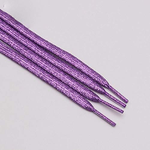 Cordones planos con purpurina brillantes para zapatos, colores navideños, elegantes, brillantes, 7 mm, color morado uva, 100 cm
