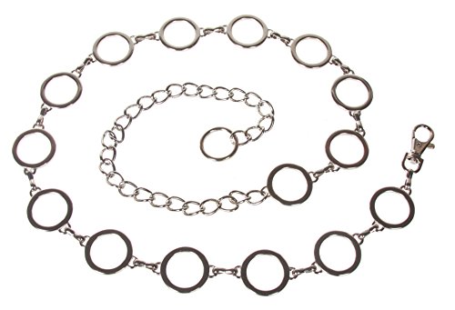Correa de cadena de círculo de metal para mujer - Plateado - 107 cm