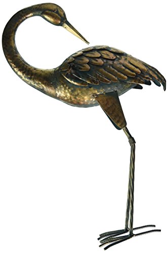 Creekwood (Regal Art & Gift 64 cm de Alto con Recubrimiento de Polvo de Metal Estatua del pájaro/Adorno con estaca (pátina Crane Preening)