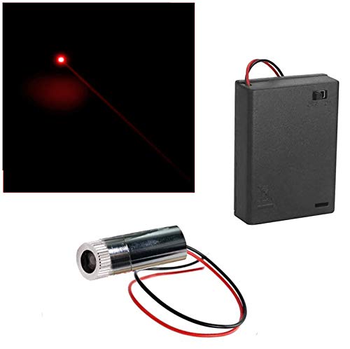 CTRICALVER 1pcs 650nm 3-6V Módulo de Punto Rojo Láser de Enfoque Ajustable con Lente de plástico del Controlador+ 1pcs AA Soportes de Batería (Forma de la fuente de luz: point)