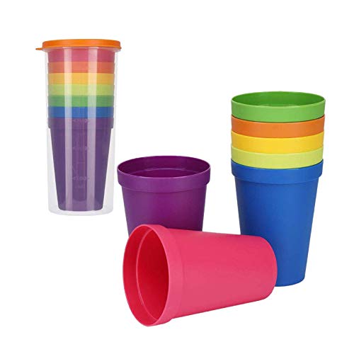 CYH Vasos Plastico de Colores, 7 Piezas Vasos de Plástico Duros Reutilizables, Irrompibles, Vasos de Viaje, Vasos de Bebida, Libres de BPA, para Camping, Senderismo, Fiesta