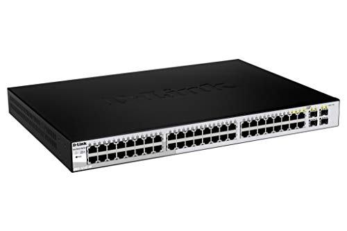 D-Link DGS-1210-48 - Switch 48 Puertos Gigabit y 4 Puertos SFP Combo 100/1000 Mbps, Altura 1U, VLAN automática para Video vigilancia y telefonía IP