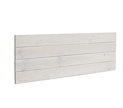 DHOME Cabecero de Madera Maciza de Pino para Pared Estilo Palet Cabezal Dormitorio Cama Palets Herrajes incluidos (160x37 Palet 4, Blanco Rústico)